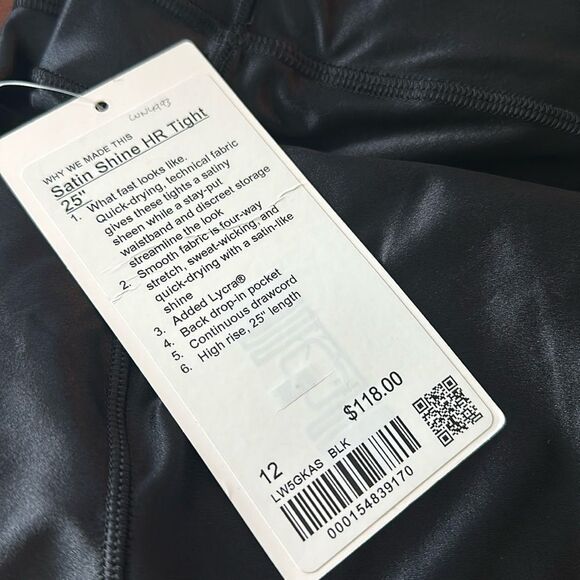 Lululemon Satin Shine‎ High-Rise Tight 25" Black size 12 NWT - Picture 3 of 6